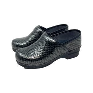 Dansko XP Black Anaconda Patent Leather Snakeskin Slip Resistant Clog - Size 37